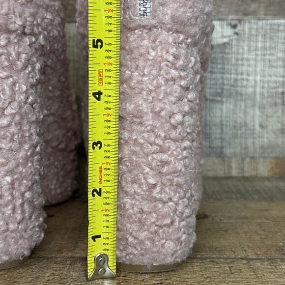 Shellys London High Heel Platform Boots Light Pink Sherpa Wool Effect Size 9 - Picture 9 of 13